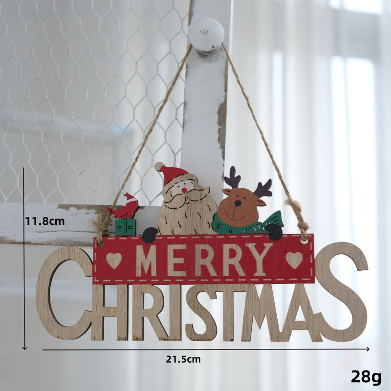 Wooden Christmas Hanging Sign for Festive Door Decor