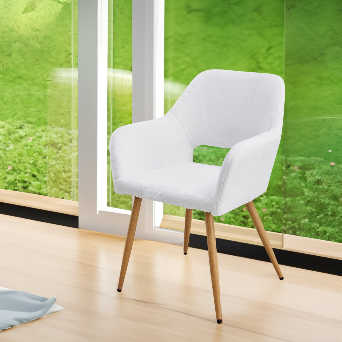 Plush Faux Fur Accent Chair with Sculpted Open Back