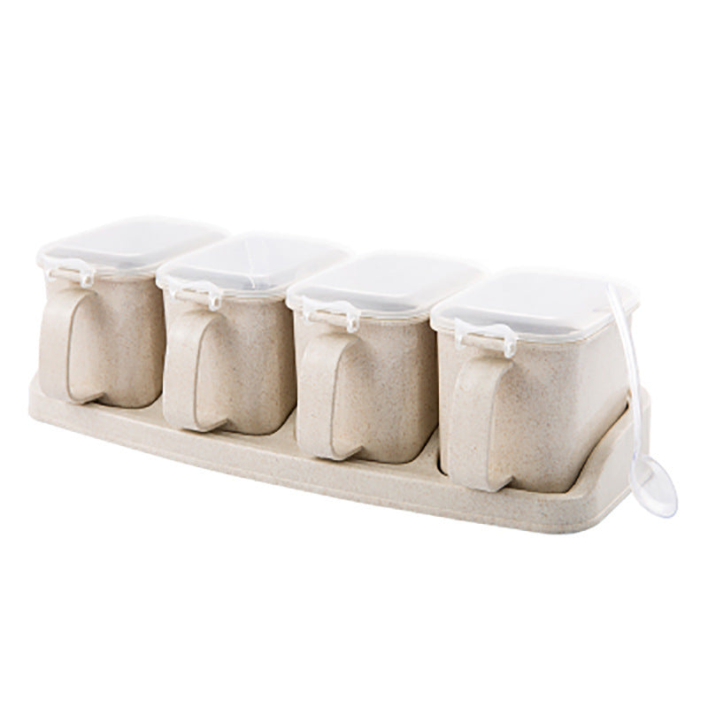 Kitchen Seasoning Box Set: Clear Lids, Tray & Spoons
