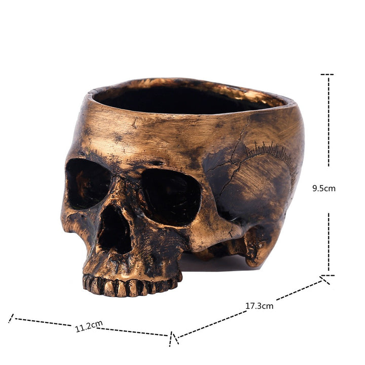 Bronze Skull Planter and Candy Bowl for Desk Décor