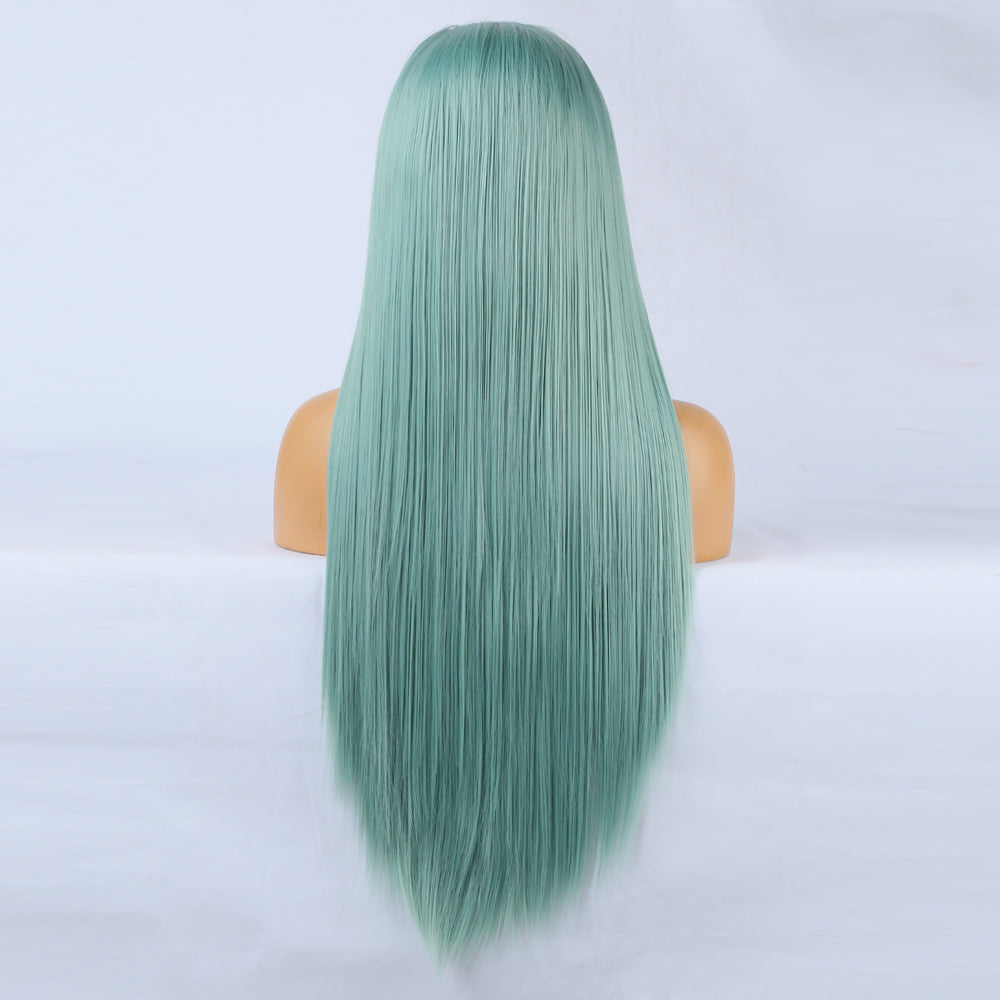 Lace Front Wig – Long Pastel Mint Synthetic Hairpiece