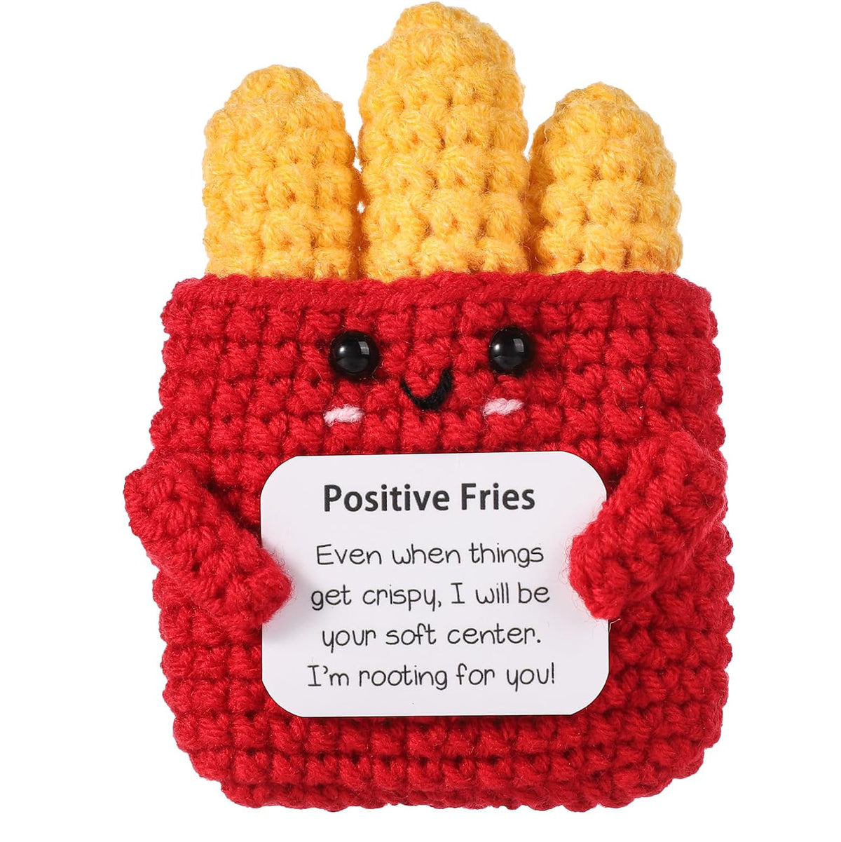 Crocheted Encouragement Doll for Cheerful Desk Decor