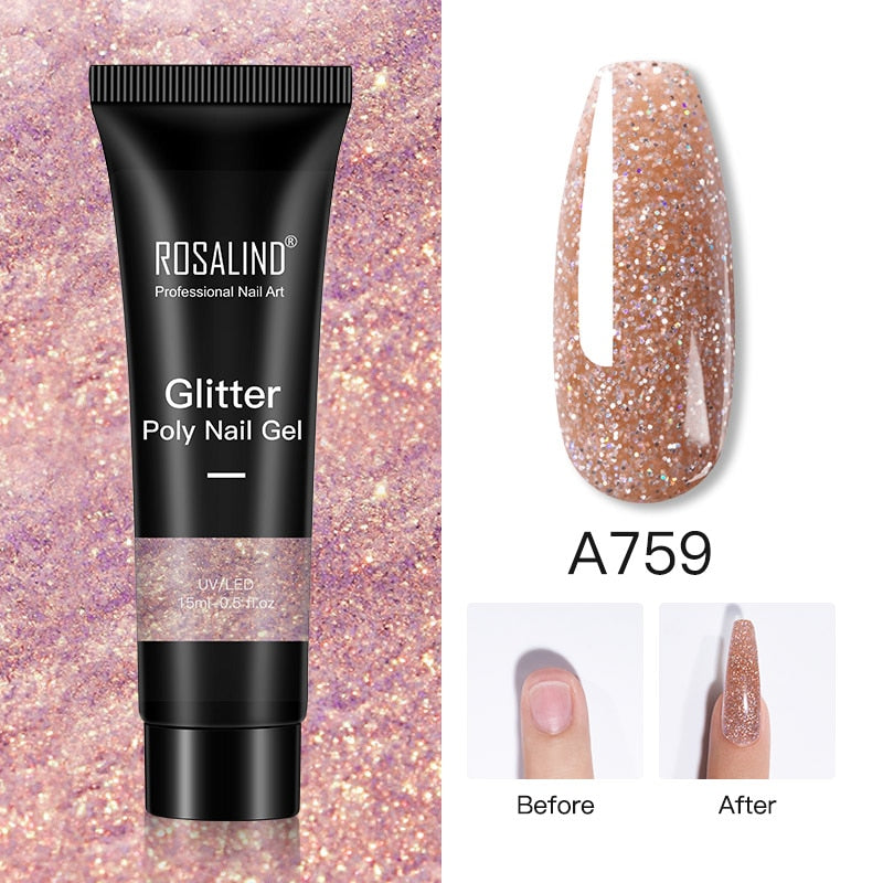 Glitter Poly Nail Gel Extensions for Salon-Style Sparkle