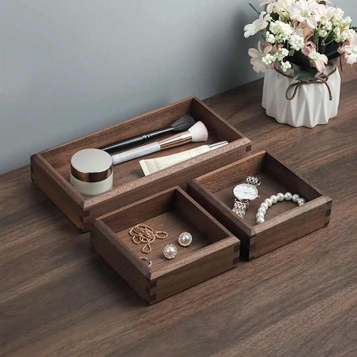 Solid Walnut Wood Key Tray for Desk and Vanity Storage