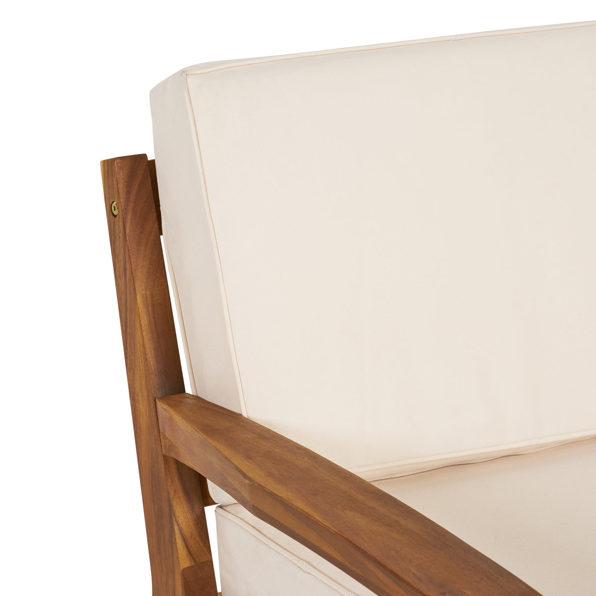 Teak Outdoor Lounge Chair with Cream Cushions