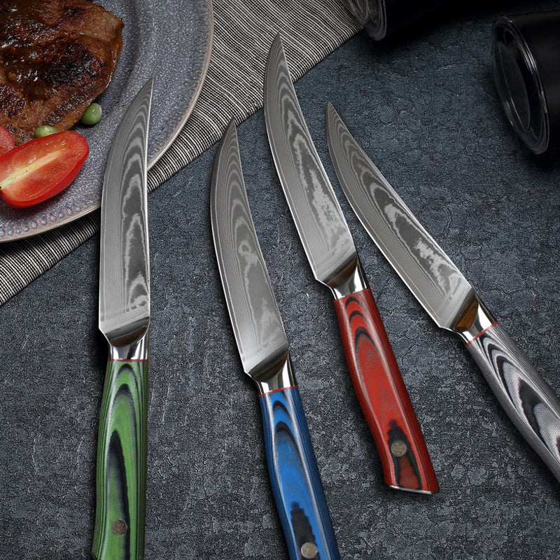 Damascus Steak Knives Set That Stays Sharp, Won't Rust