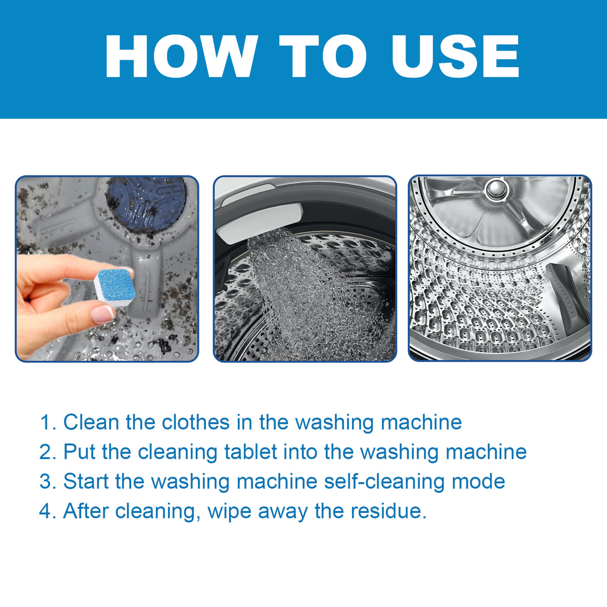Washing Machine Cleaner Tablets for Odor & Dirt Buildup