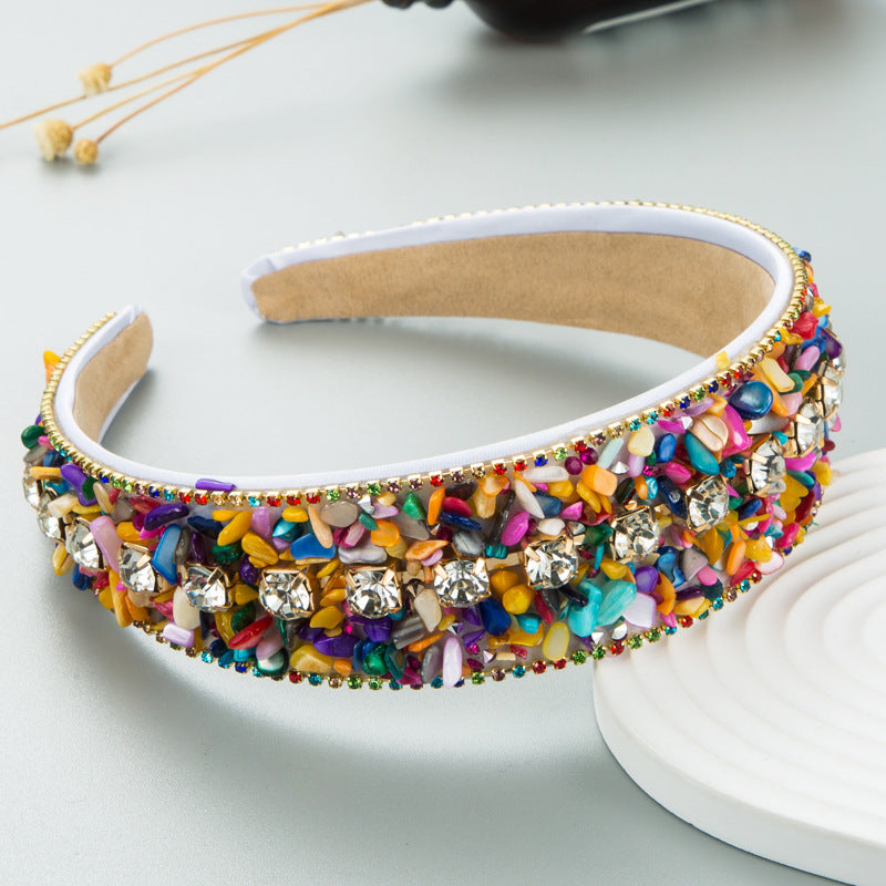 Jeweled Beaded Headband - Colorful Crystal Statement Piece