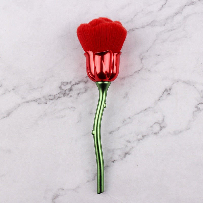 Rose Nail Dust Brush Set — Soft, Fluffy Flower-Shaped Bristles