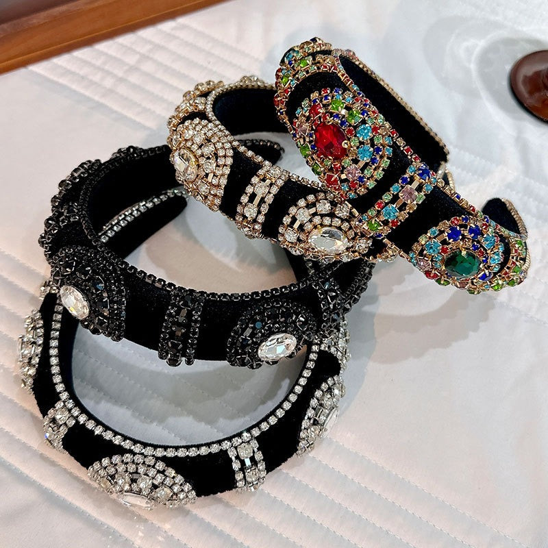 Velvet Rhinestone Headband for Glamorous Retro Style