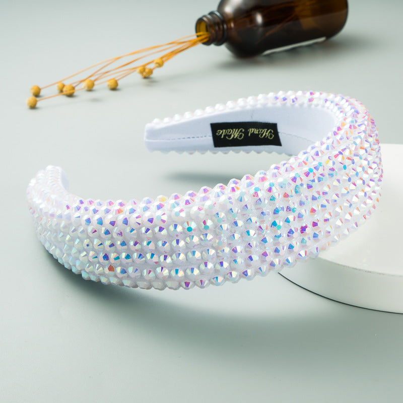 Wide Brim Headband With Full-Drill Sparkle Design