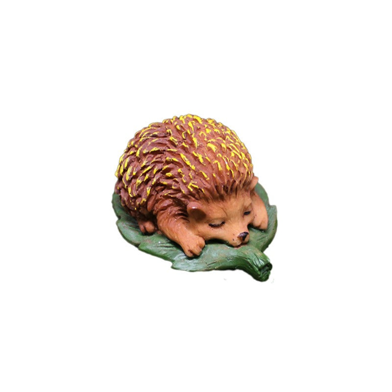 Sleeping Hedgehog Miniature Figurine for Fairy Gardens