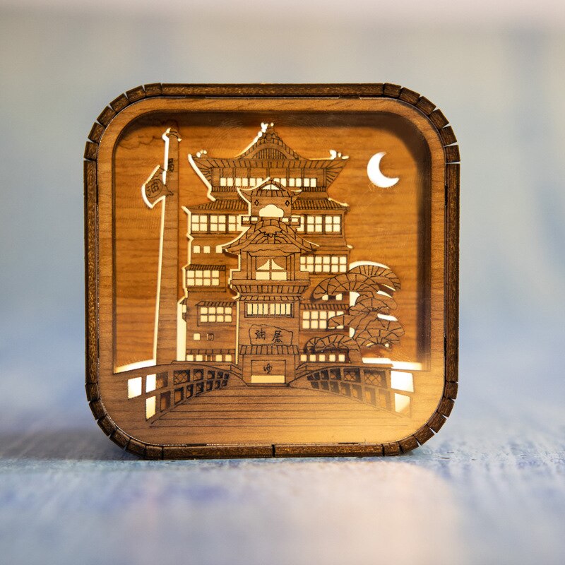 Wooden Music Box Night Light for Cozy Fantasy Decor