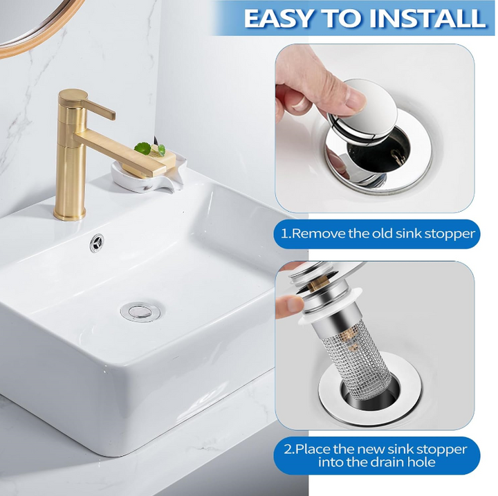 Bathroom Sink Drain Strainer with Hair Catcher Stopper