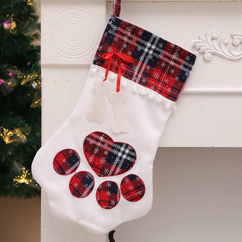 Paw Print Christmas Stockings for Dogs & Cats, Set of 2