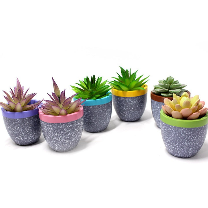Minimalist Resin Flower Pot Set with Faux Succulents