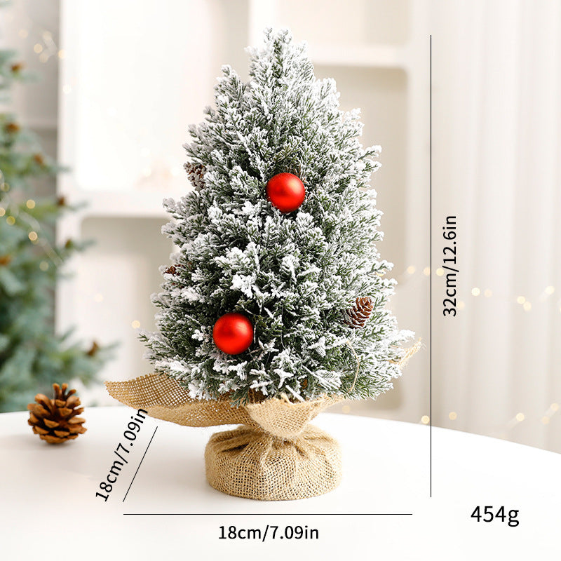 Christmas Tree Pot Decor with Red Berries for Tables
