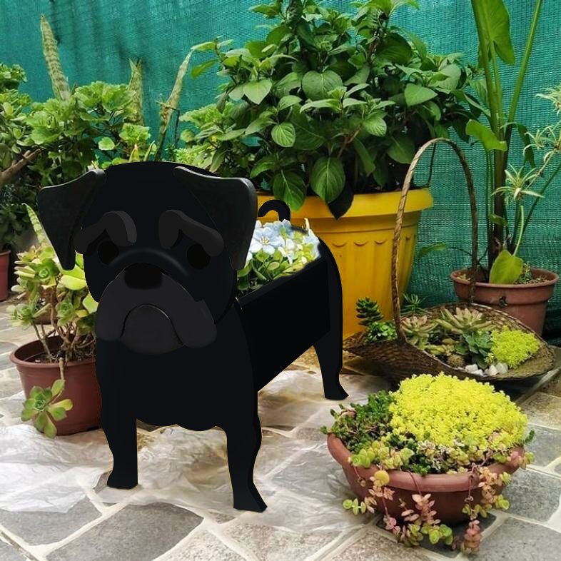 Dog Silhouette Flower Planter for Garden and Patio Decor