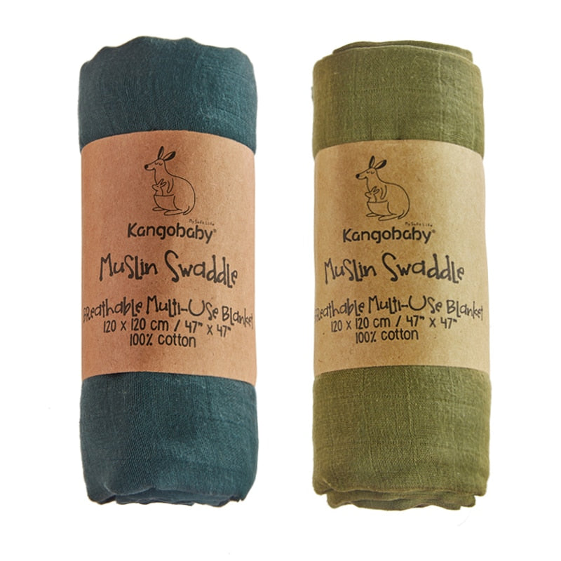 Baby Muslin Swaddle Blankets, 100% Cotton 2-Pack
