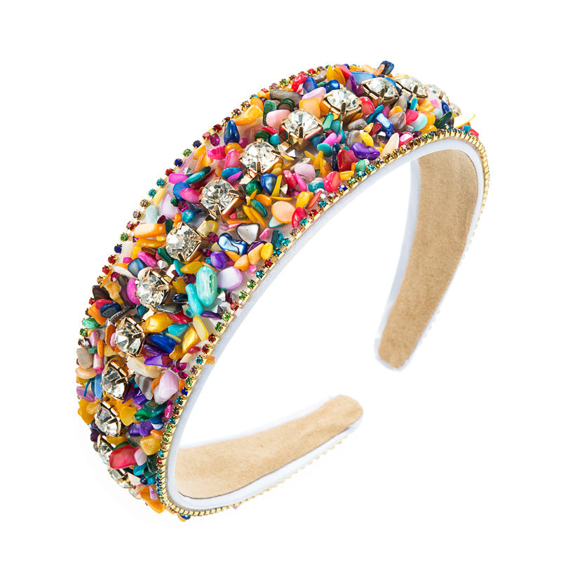 Jeweled Beaded Headband - Colorful Crystal Statement Piece