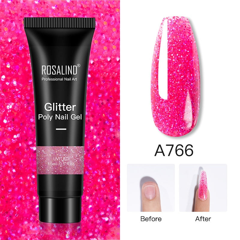 Glitter Poly Nail Gel Extensions for Salon-Style Sparkle