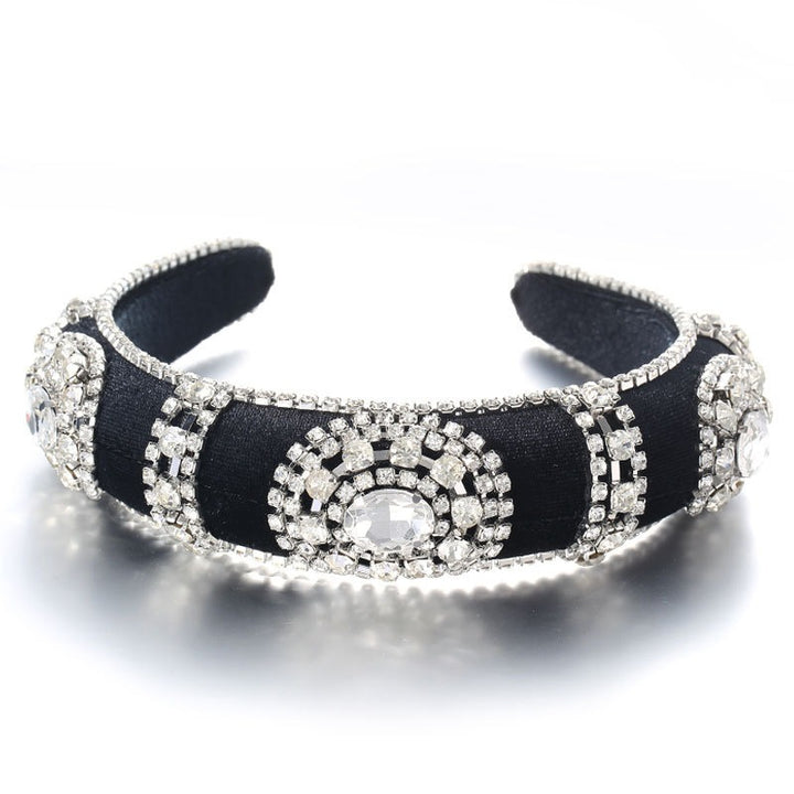 Velvet Rhinestone Headband for Glamorous Retro Style