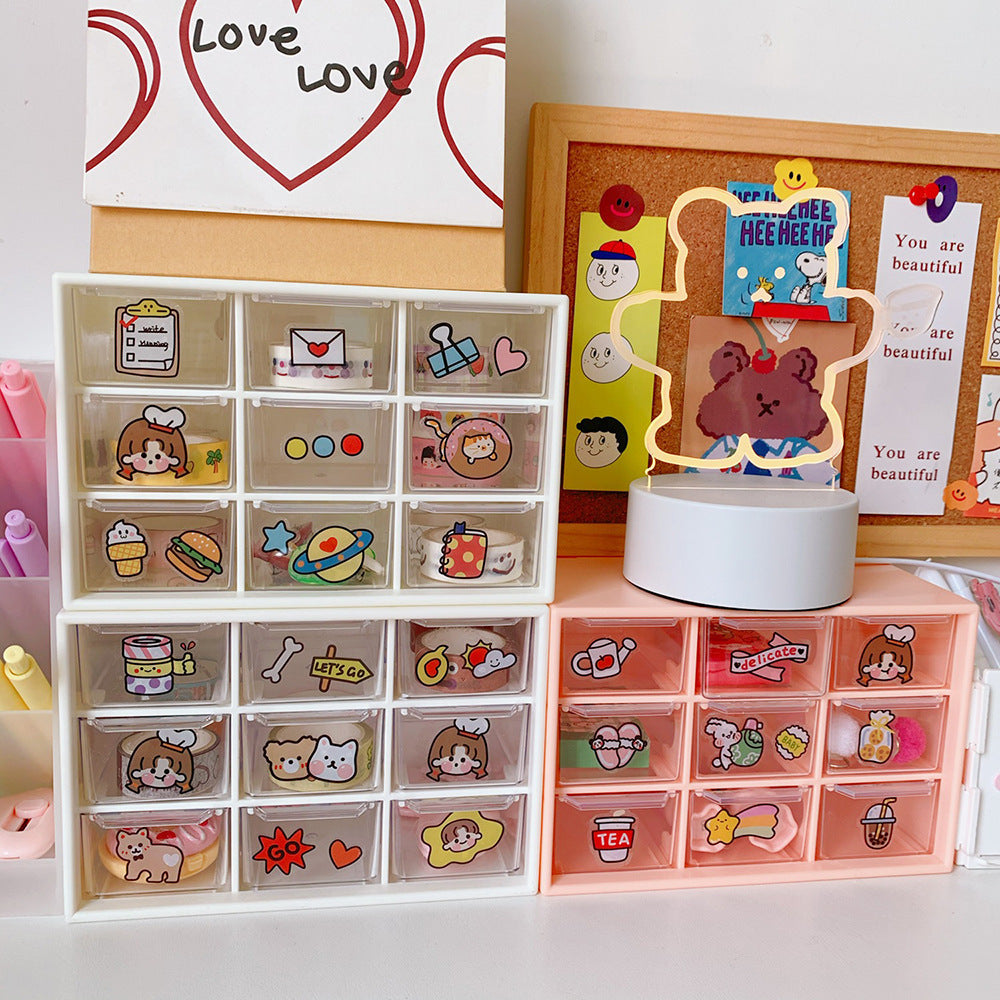 Clear 9-Drawer Desk Organizer for Stationery and Makeup