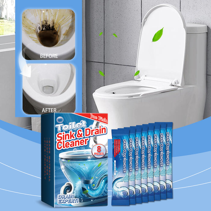 Toilet Drain Cleaning Powder for Blockages & Odors, 8 Sachets