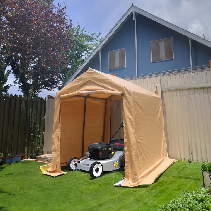7x12 Ft Portable Outdoor Storage Shed for Mowers and Bikes