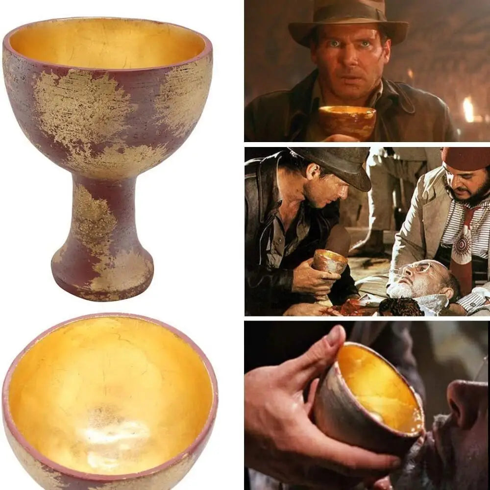 Holy Grail Cup Prop for Cosplay: Aged Gold Leaf Resin