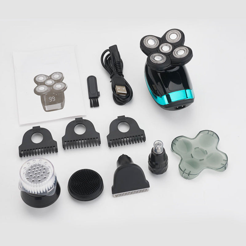 Bald Head Shaver With Five Rotary Heads And LCD Display