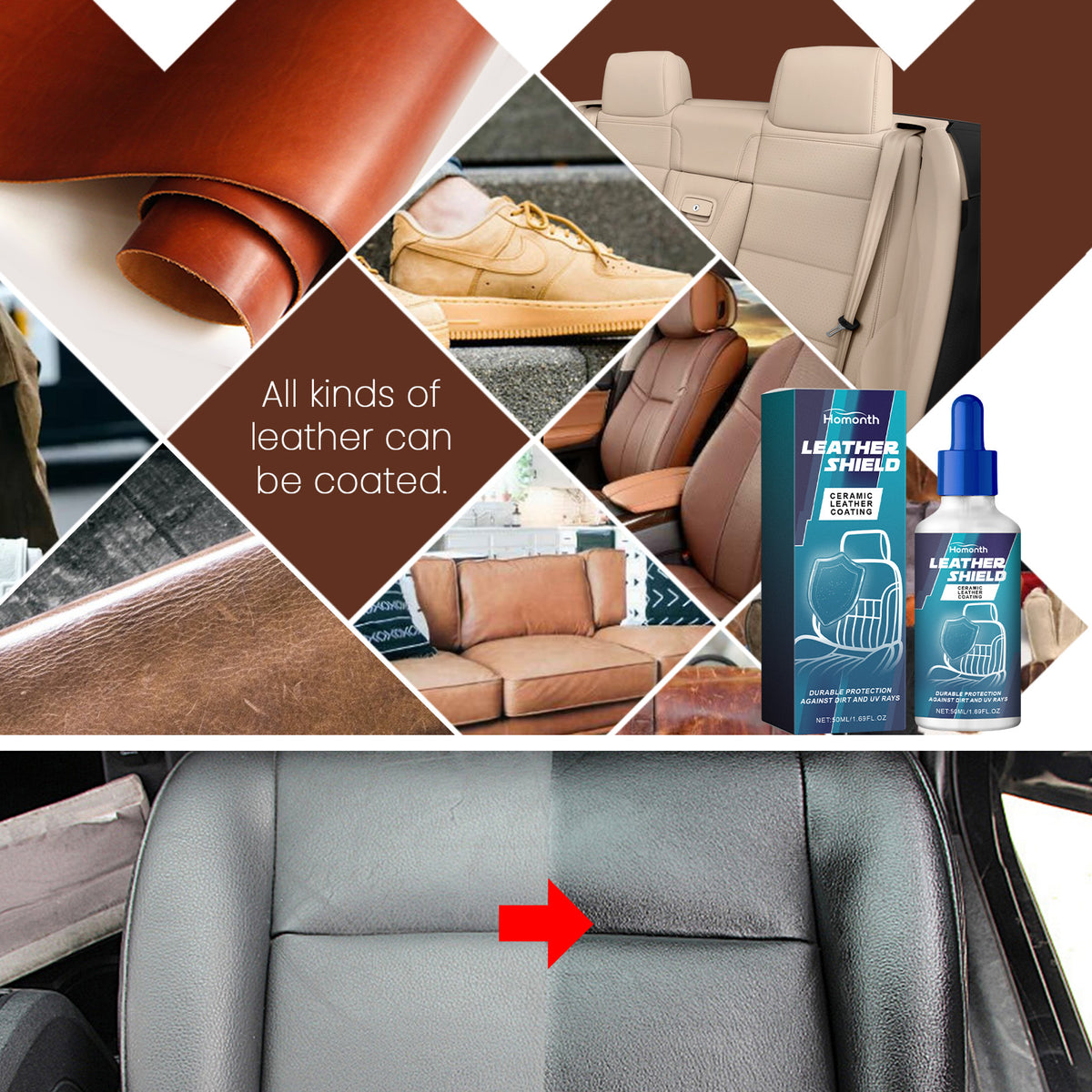 Ceramic Leather Coating for UV, Dirt & Shine Protection