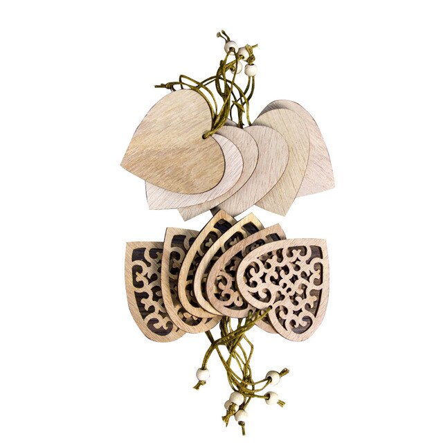 12-Piece Wooden Christmas Ornaments for Rustic Tree Decor
