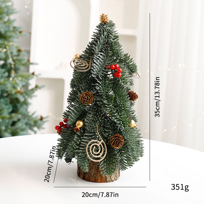 Christmas Tree Pot Decor with Red Berries for Tables