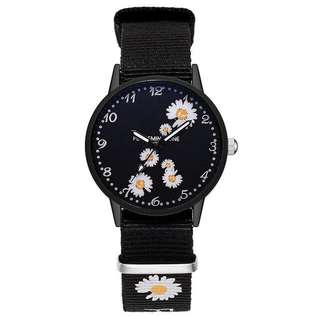 Daisy Print Women's Watch with Matching Braided Bracelet
