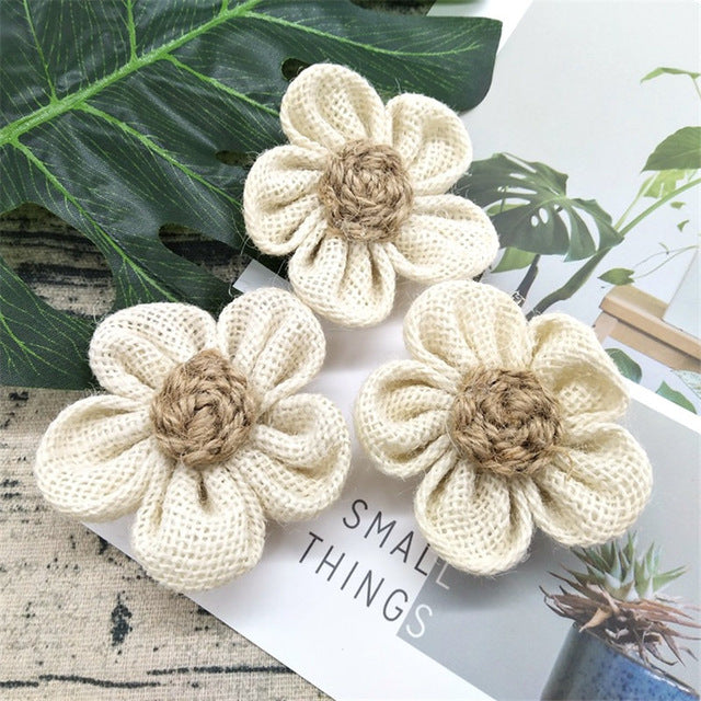 Burlap Flowers for Rustic Wedding and Party Decorations