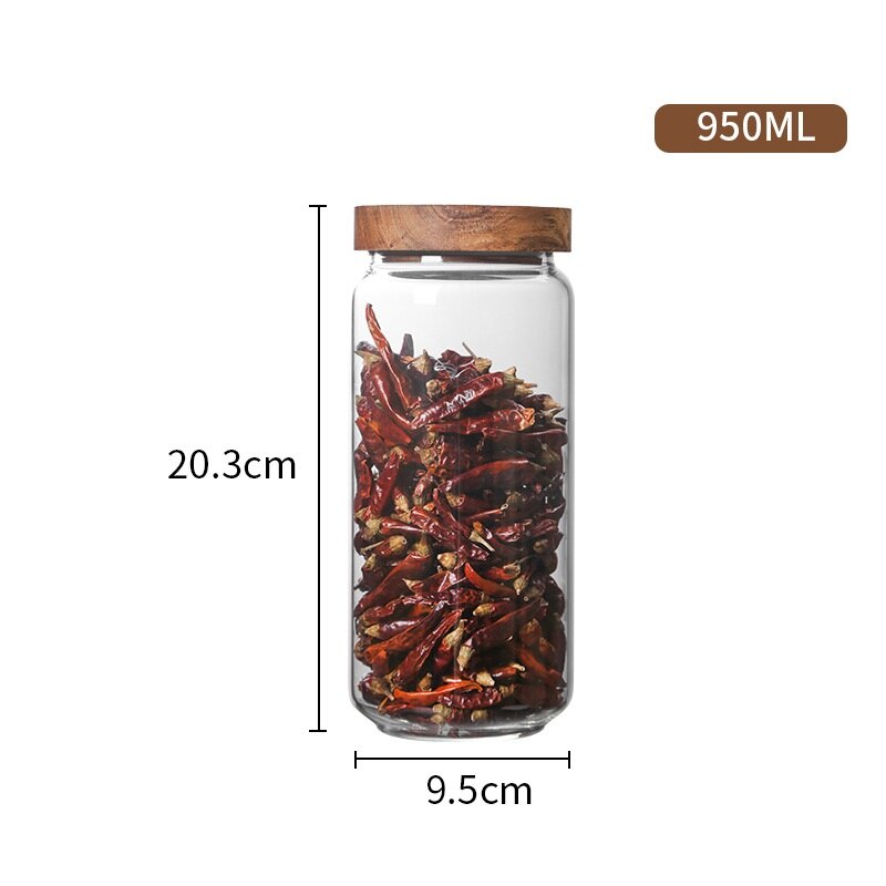Glass Storage Jars with Wood Lids for Grains & Tea