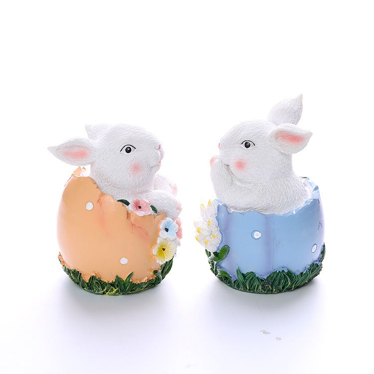 Hand-Painted Easter Bunny Resin Statue for Spring Decor