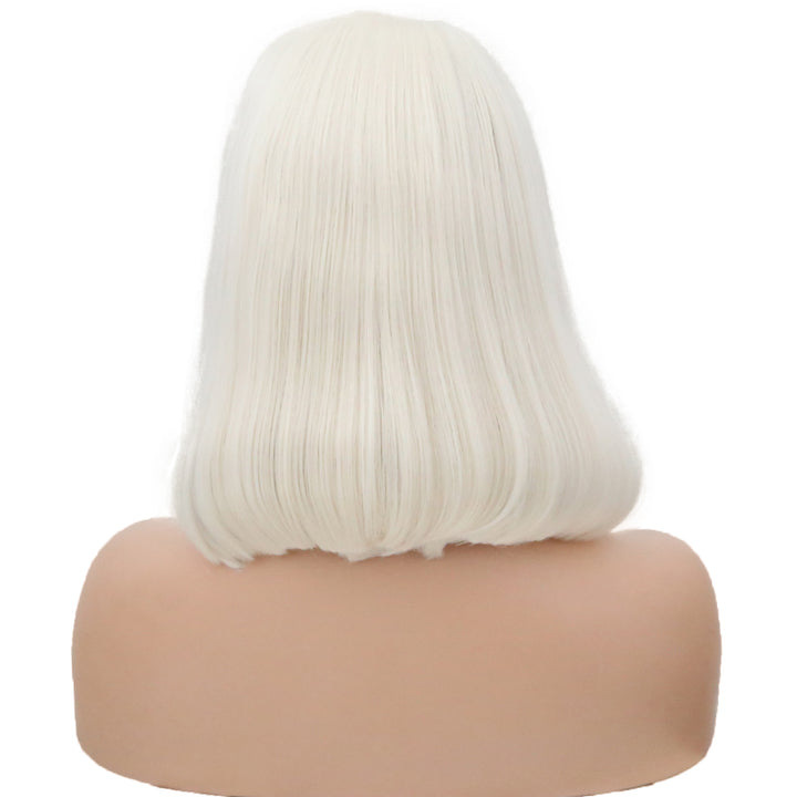 Pure White Lace Front Bob Wig – Sleek Curly Style