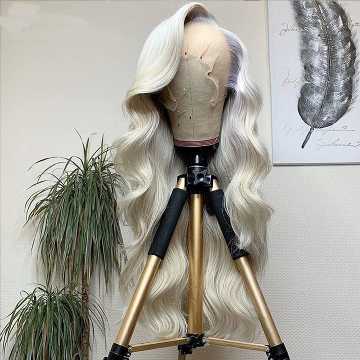 Lace Front Wig: Long Platinum Waves Without Glue Daily