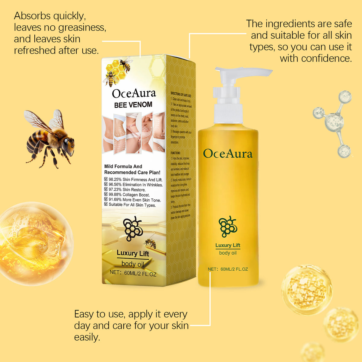 Body Firming Oil for Smooth, Moisturized Skin Care