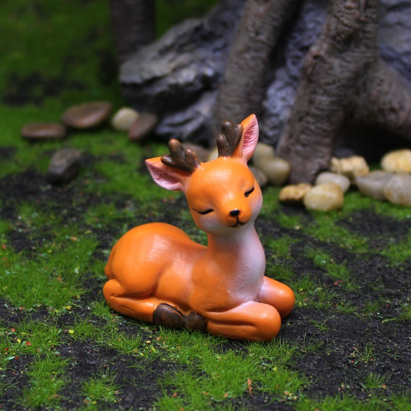 Sika Deer Miniature Figurines for Fairy Gardens