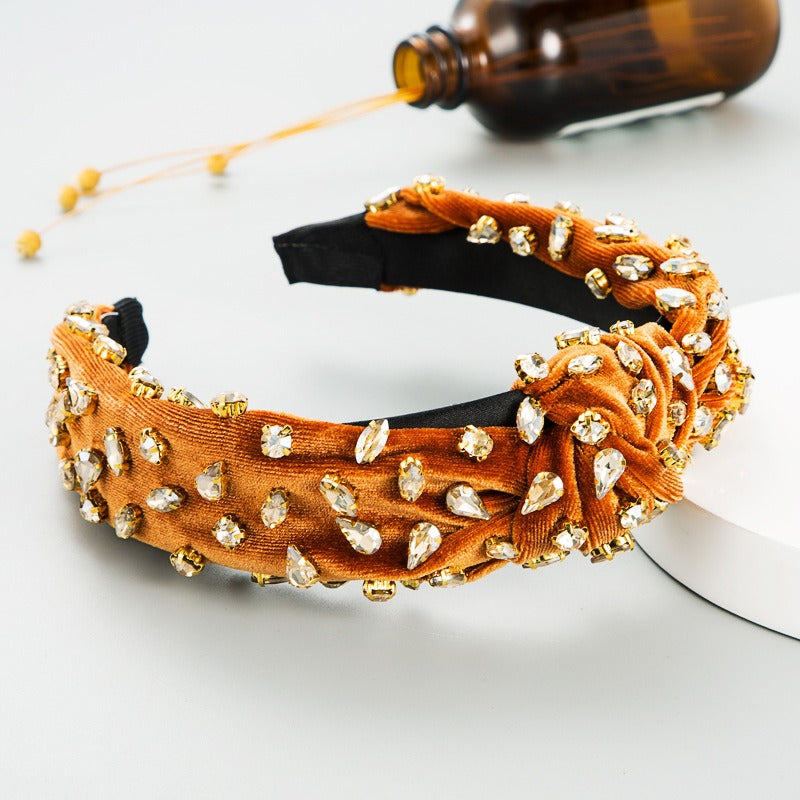 Velvet Rhinestone Headband for Glamorous Party Styling