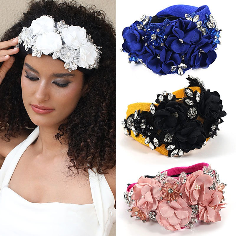 Floral Rhinestone Headband for Romantic Statement Style