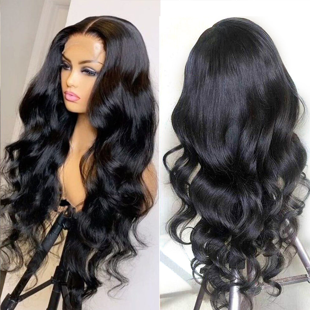 Long Deep Wave Synthetic Wig With Bangs | Glossy Volume