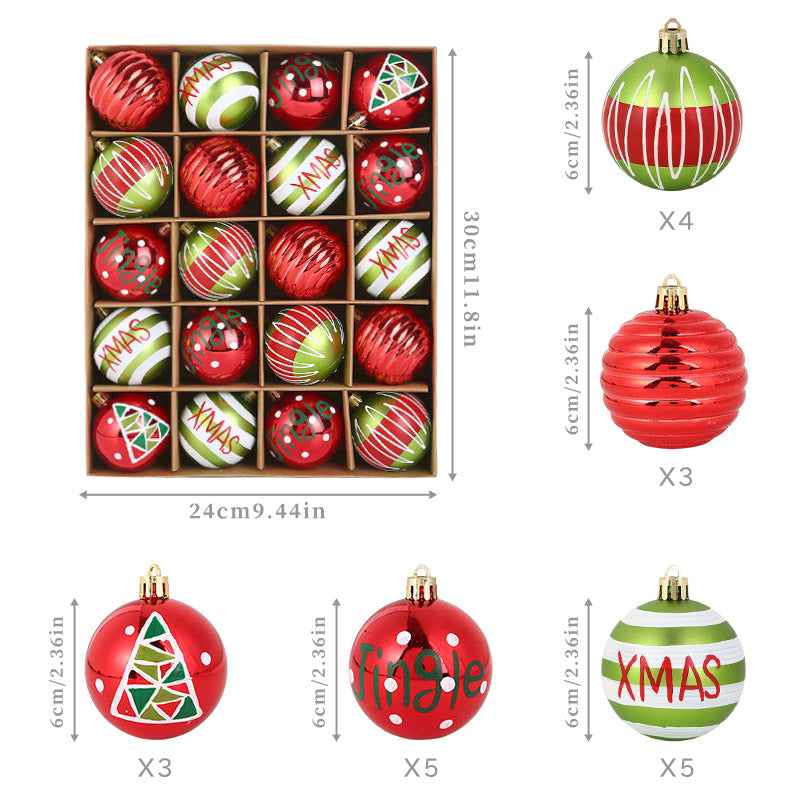 20-Piece Christmas Ball Ornament Set, 6cm Shatterproof
