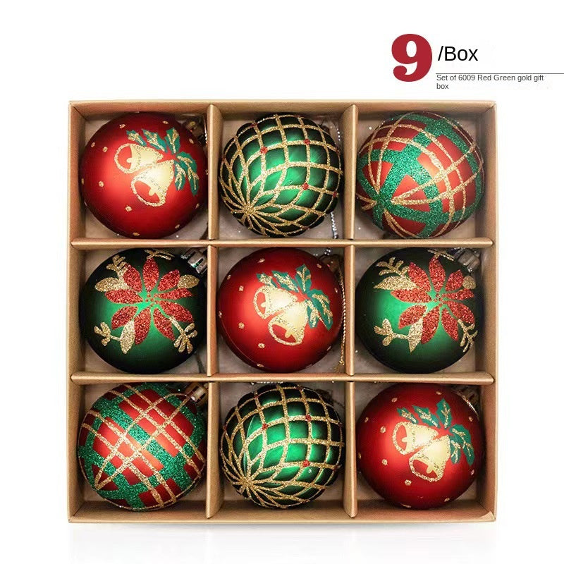 Christmas Ornament Set, 9 Coordinated 6cm Baubles
