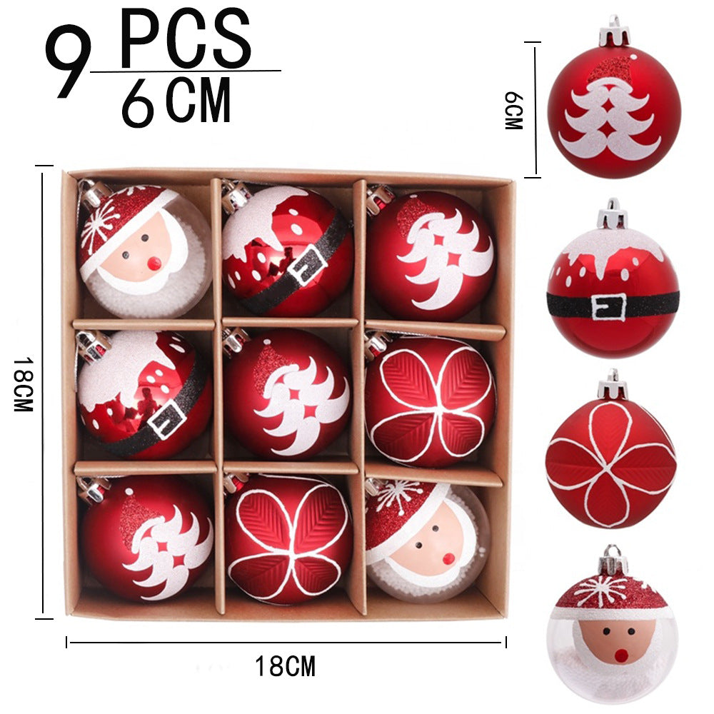 Christmas Ornament Set, 9 Coordinated 6cm Baubles