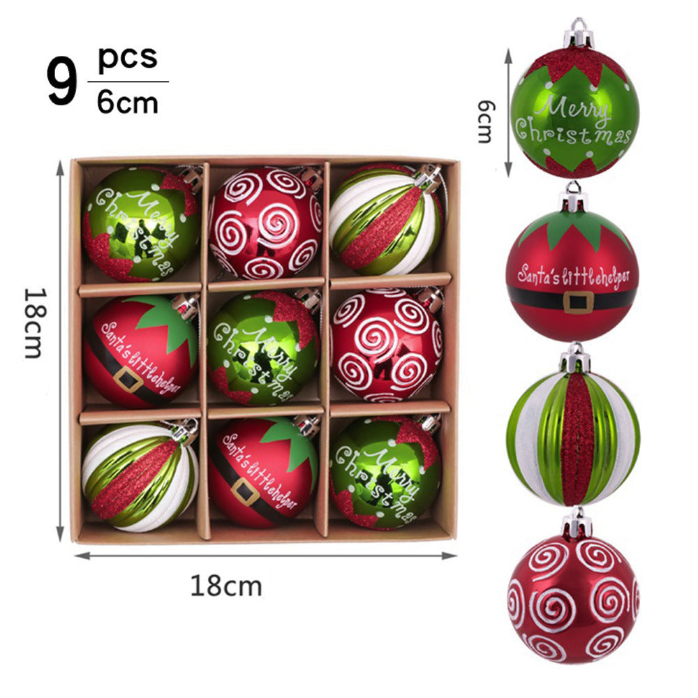 Christmas Ornament Set, 9 Coordinated 6cm Baubles