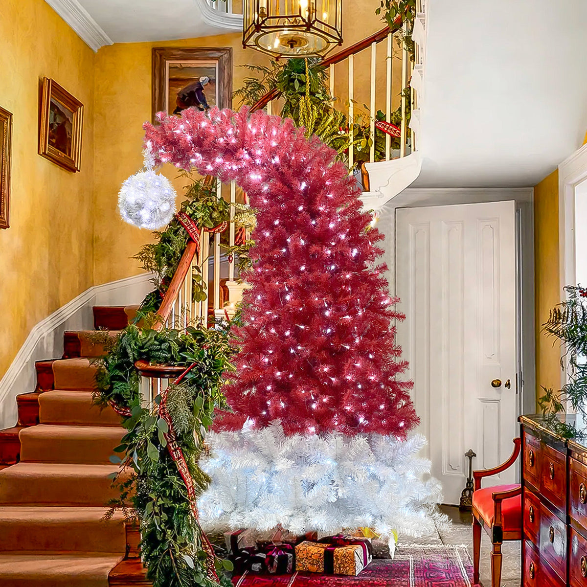 6FT Curved Top Artificial Christmas Tree With Lights